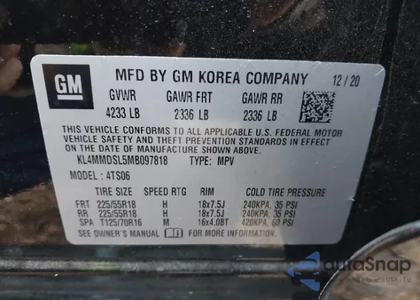 2021 Buick Encore Gx Fwd Select z USA, uszkodzony, nr VIN KL4MMDSL5MB097818